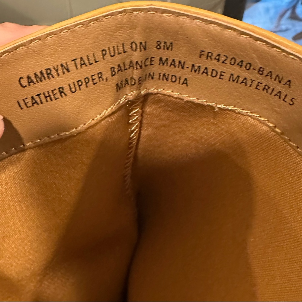 New Frye Camryn Tall Leather Equestrian Pull On Boots Banana - Picture 12 of 12